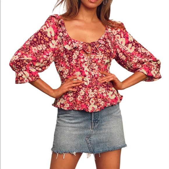 Free People Tops - Free People Sweet Memories Blouse in Pink Print